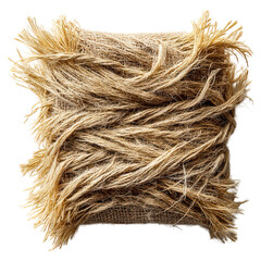 Fototapeta premium Ripped felt with thread hem concept. Natural fiber rope bundle for crafting and DIY projects.