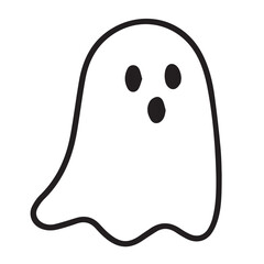 A vector minimalist cute ghost, elegantly designed in black and white with a black outline, adorned the playful Halloween party invitation.

