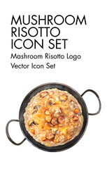 Mashroom risotto logo vector Icon set 