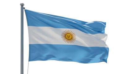 Argentina's radiant national symbol flutters proudly in the air with bright blue and white hues on