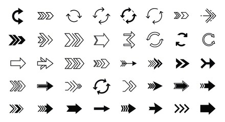 Photo of a diverse collection of arrow icons points in various directions, offering a versatile set of graphic elements for navigation and design purposes