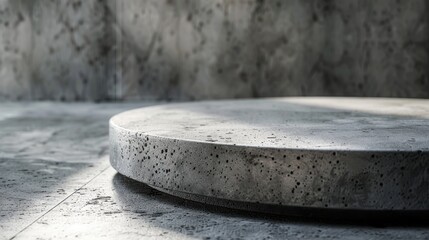 Elegant concrete platform casting shadows and creating a minimalist backdrop emphasizing texture