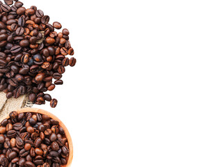 frame made of coffee beans on white background