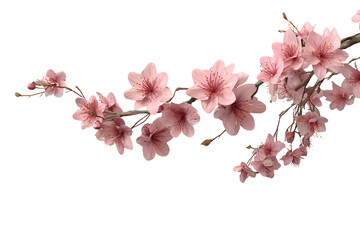 Obraz premium Cherry Blossom Branch with Pink Flowers Isolated on Transparent Background