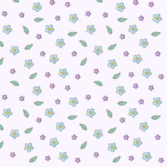 Seamless pattern with flowers and leaf