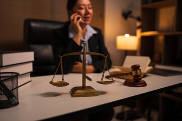 Lawyer female lawyer is discussing a contract agreement.