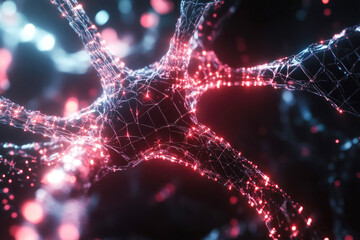 A glowing neural network depicting brain activity and connectivity in digital form