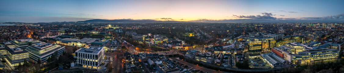 Aerial view of Ballsbridge with modern and residential buildings	