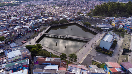 Medellin, Antioquia, Colombia. July 15, 2025. Constellations, the largest mural in the city, is...