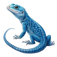 Blue lizard with raised front leg