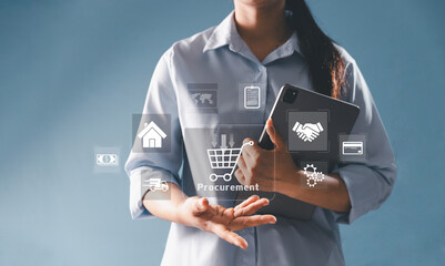 Concept of procurement, procurement management business. modern supply chain logistics delivery...