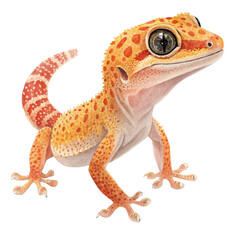 Vibrant orange gecko looking sideways