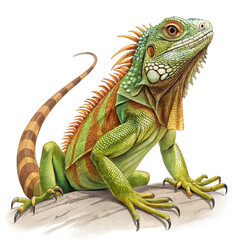 Green iguana with spines along back