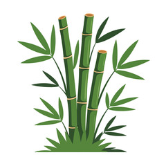 Obraz premium Stylized bamboo cluster with green stalks and leaves on a white background