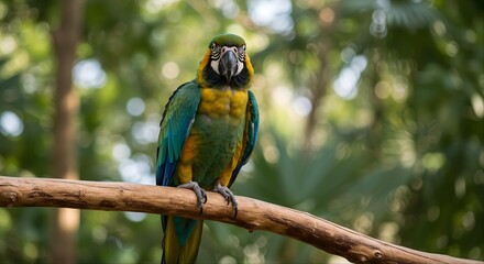 Obraz premium Tropical amazon jungle colourful big beautiful macaw parrots in the rainforest