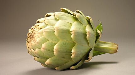 Fototapeta premium Close-up of a fresh artichoke, showcasing its textured layers.
