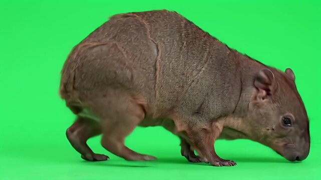 Tropical Rodent (Agouti/Paca) Against Bright Green Studio Background