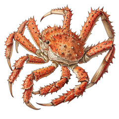 Red king crab with spiky legs and claws