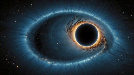 A black hole depicted as a gaping, cosmic eye, watching the universe unfold before it.