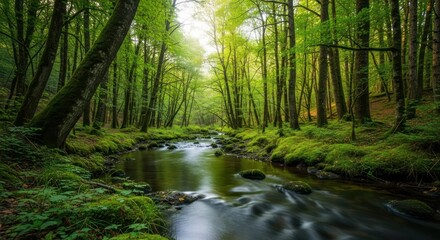 Dewdrop clinging to spiderweb amidst lush green foliage.