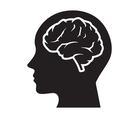 Human head silhouette with brain icon.
