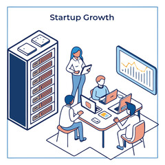 Startup team collaboration illustration