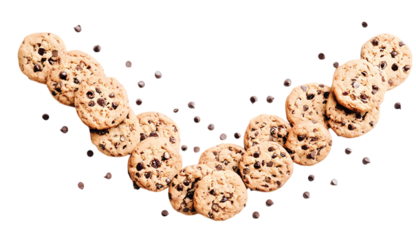 Flatlay Chocolate chips cookies corner border