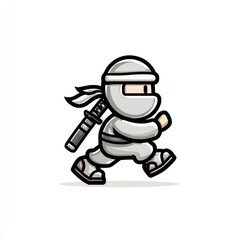 Fototapeta premium Cute cartoon ninja running