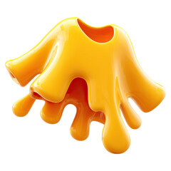 Fototapeta premium Torn sleeve with frayed fabric concept. A dripping yellow paint splash, perfect for creative projects.