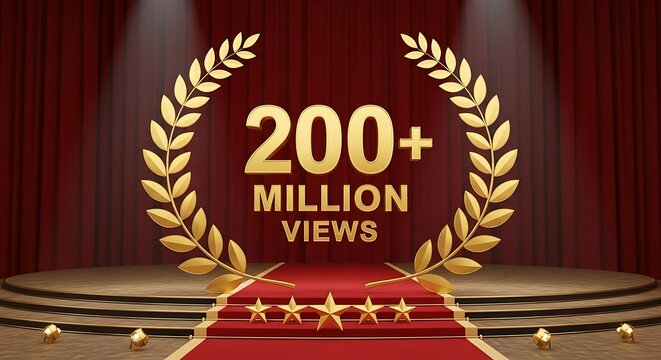 200 million views award on a red carpet stage