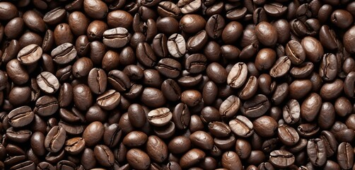 Close-up of freshly roasted coffee beans showcasing their rich, dark brown hues and glossy texture.