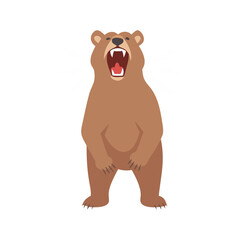 Fierce bear head roaring with sharp teeth silhouette