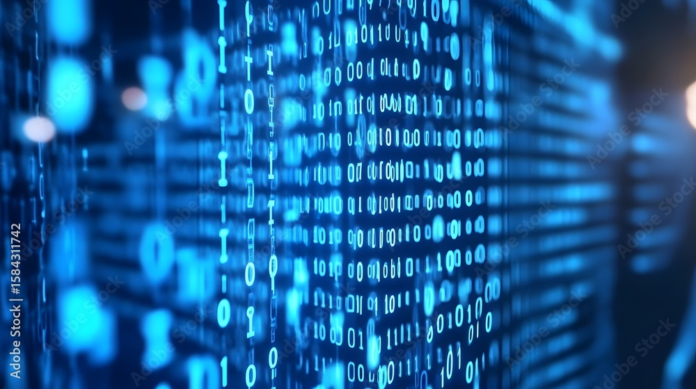 Poster Abstract digital binary code display.