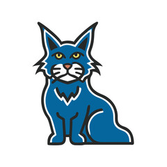 Fototapeta premium Blue Maine Coon cat illustration with bold lines and playful design 