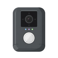 Modern Video Camera with Lens and Control Buttons in Gray Color