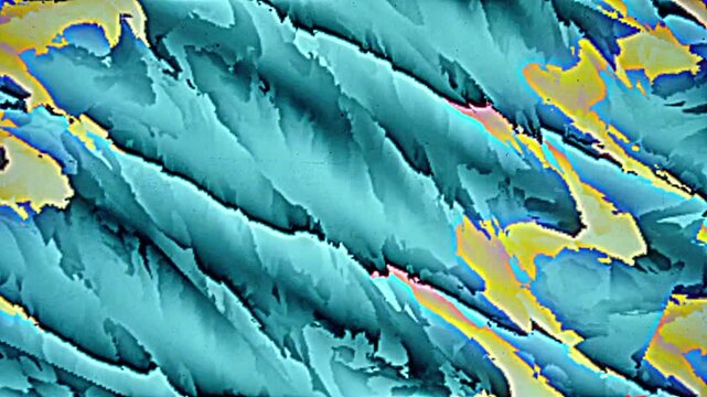 A colorful abstract painting of a blue and pink diamond shape