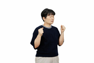 Expressive middle aged asian Woman with furious in isolated white background

