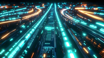 Obraz premium Futuristic network of glowing lines.