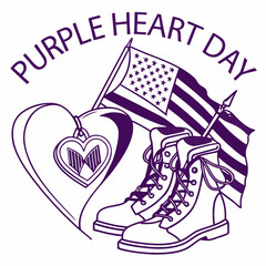 PURPLE HEART DAY vector illustration