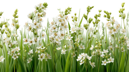 Fototapeta premium Lush Green Grass with Delicate Flowering Stems Capturing Nature's Beauty