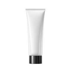 White cosmetic tube mockup isolated on transparent background for skincare products.