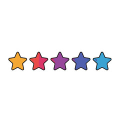 Five colorful star icons arranged in a row, representing a rating system.