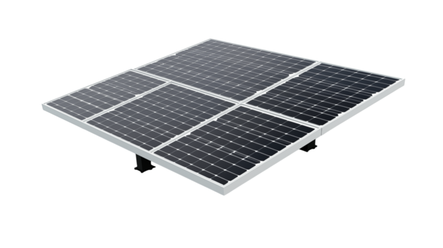 Solar panel array isolated on transparent background provides clean energy concept 