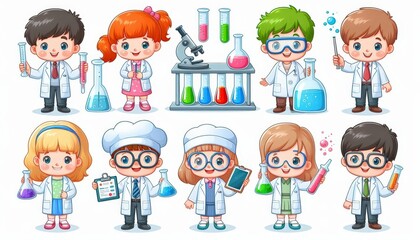 set of funny cartoon kids