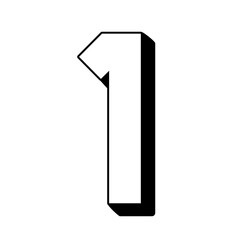  Minimalist 3D number one in black and white. Useful for learning materials, posters, countdown graphics, or bold numeric visual assets.