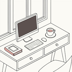 Minimalist home workspace setup generated by ai