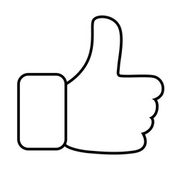  Minimalist outline thumbs up icon representing approval, positive feedback, or agreement. Simple hand gesture in black and white style.