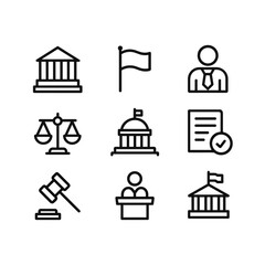 Public service and government vector icons. Outline symbols. Line design