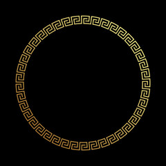Golden round greek frame for design, vector