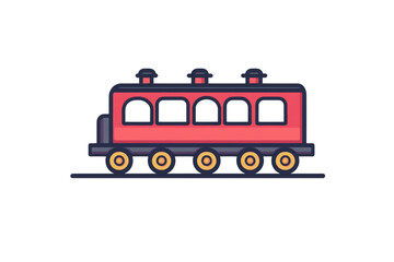 A minimal train car icon with a straight body isolated on a transparent background